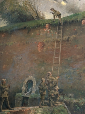 George Edmund Butler - Scaling of the walls of Le Quesnoy - click to enlarge George Edmund Butler - Scaling of the walls of Le Quesnoy