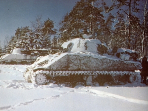 M4 Shermans outside St Vith - click to enlarge M4 Shermans outside St Vith