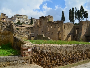 The juxtaposition of ancient and modern at Herculaneum - click to enlarge The juxtaposition of ancient and modern at Herculaneum