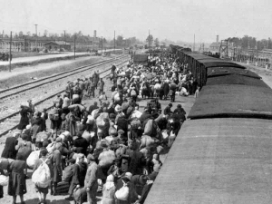Arriving at Auschwitz - click to enlarge Arriving at Auschwitz