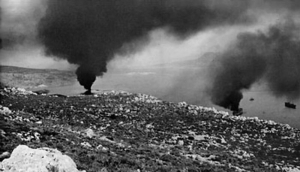 Aftermath of a German air attack on Souda Bay - click to enlarge Aftermath of a German air attack on Souda Bay