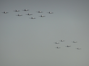 15 Spitfires in formation at Duxford - click to enlarge 15 Spitfires in formation at Duxford