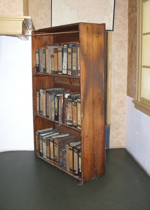 The bookcase that hid the secret entrance - click to enlarge The bookcase that hid the secret entrance